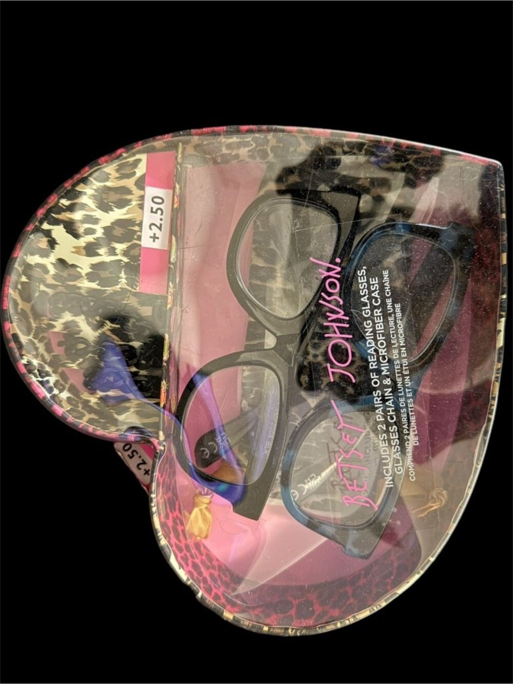Betsey Johnson 2 Pairs Readers Reading Glasses +2.50 Black & Blue Tortoise NEW